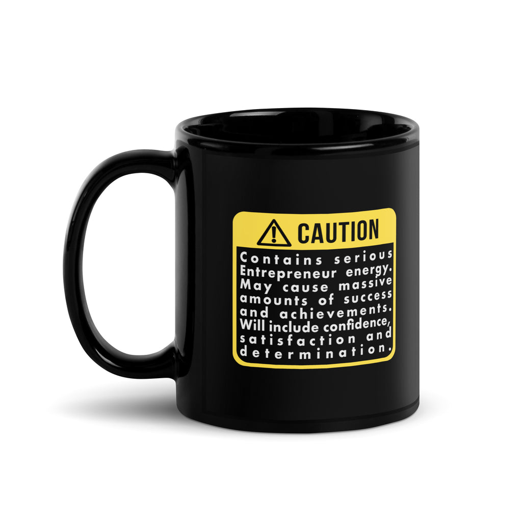 Caution Black Glossy Mug