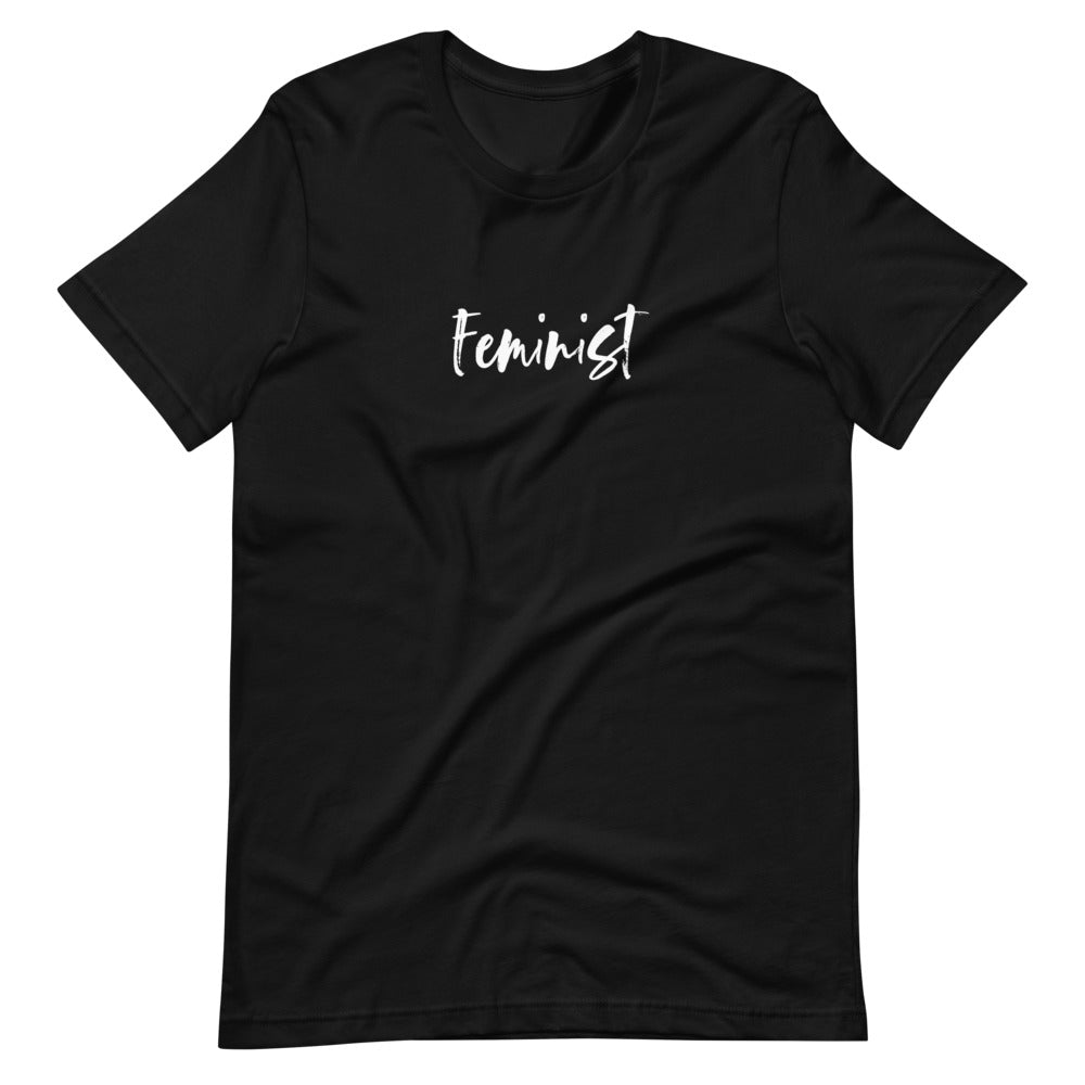 Feminist Short-Sleeve Unisex T-Shirt Black Shirt (White Letters)